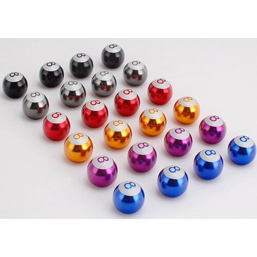 4Pcs/Set Universal Aluminum Car Valve Caps Creative Billiard Black 8 Wheel Caps Dustproof Rustproof Caps For Car Motorcycle Tire