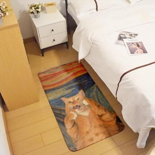 New Van Gogh Oil Painting Carpet Starry Night Sunflower Door Mat Absorbent Non-Slip Kitchen Toilet Living Room Flannel Floor Mat