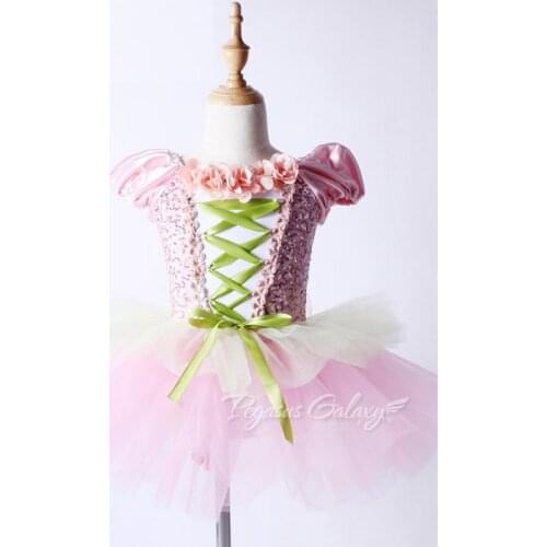 Kid Pink Dress Sequin Tutu Ballet Leotard Dance Dress For Girls Ballet Dress Children Classical Dancewear Spanish Dance Costume