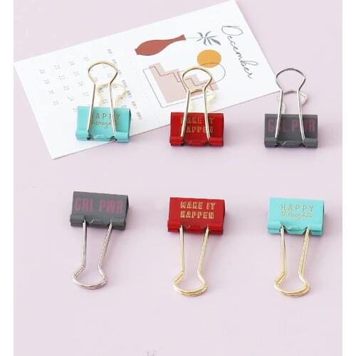 TUTU cute kawaii metal office school binder clip set candy gold student paper document organizer clip stationery H0499