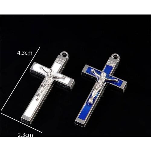 New Charm Catholic Jesus Cross Silver Plated Religious Rosary Cross Rosary Saint Benedictine Cross Medal