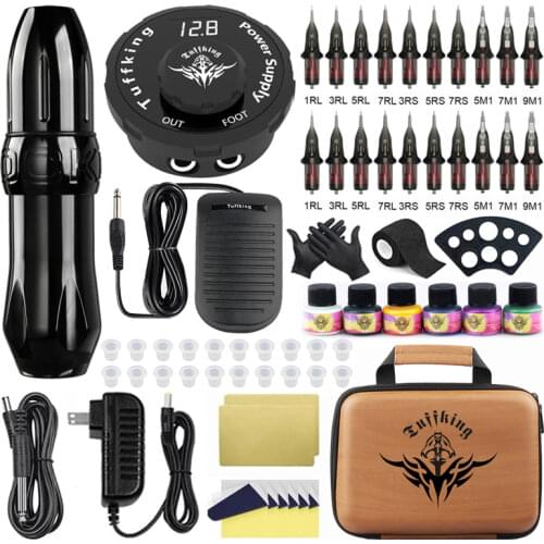 Professional Tattoo Machine Kit Rotary Tattoo Pen Machine Set With 20PCS Cartridges Needles Paint Tattoo Ink For Tattoo Body Art