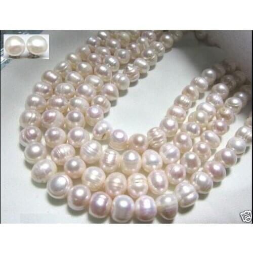 Chnatural 9-10mm Australian south sea white baroque pearl necklace earring