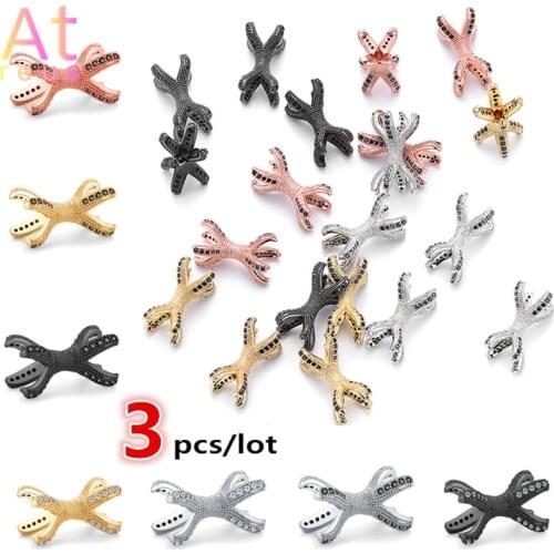 3pcs Black White Zircon Octopus tentacles Copper Spacer Beads Charms Bracelet Loose Beads dragon claw Jewelry Bangle Making DIY