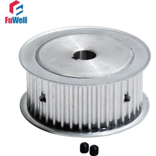 HTD5M-45T Timing Pulley Keyway Type 27mm Width Aluminum Alloy Transmission Pulley 14/15/19/20mm Bore 45Teeth Toothed Pulley
