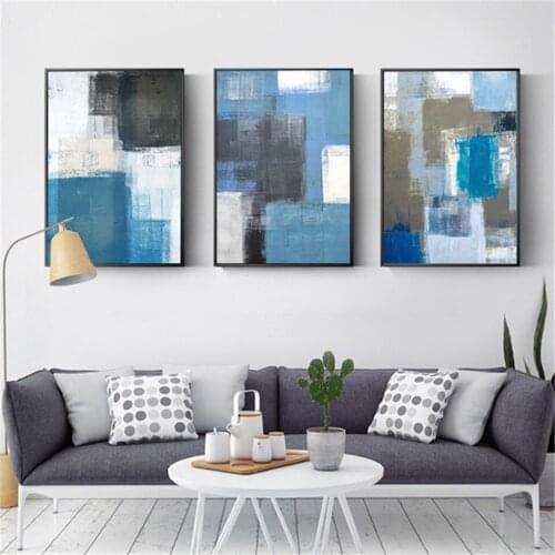 Blue Color Retro Irregular Pattern Poster Print Canvas Painting Picture Bedroom Wall Art Decoration Can Be Customized Home Decor