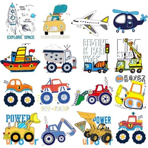 Thermal Transfer Stickers On Backpack Stripes On Jeans Back Patch Excavator Steamer Cartoon Thermo Transfers For Clothes Patches