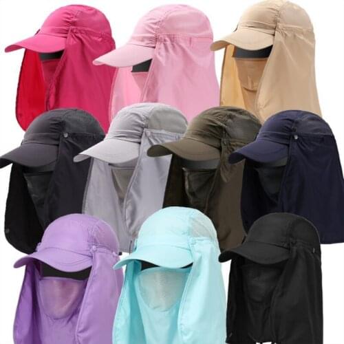 Outdoor 360 Angle Sun Protection Fishing Cap Shade Hat Removable Neck&Face Flap Cover Caps Man Women Hunting Baseball Cap