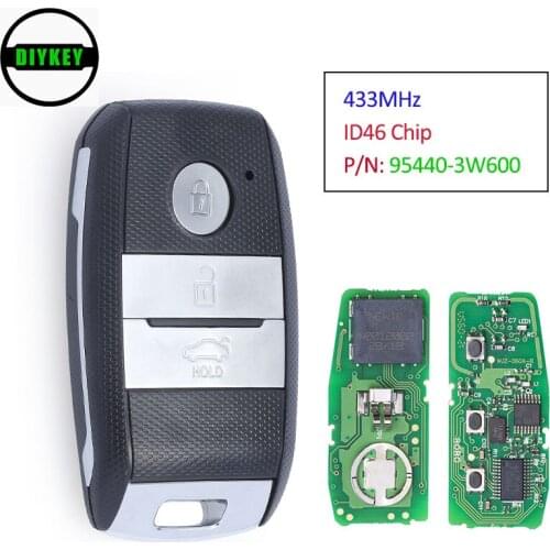 DIYKEY Smart Remote Control Car Key, Fob 3 Buttons 433MHz Frequency ID46 Chip for Kia K5 Sportage Sorento P/N: 95440-3W600