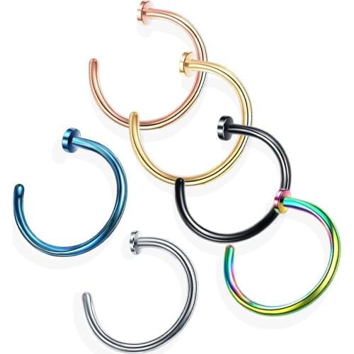 Utimtree G23 Titanium Nariz 20G C Clip lip Piercings Burun Nose Earrings Hoop Piercings Nose Studs Nostril Body Piercing Ring