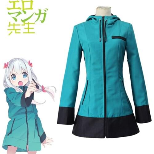 Sagiri Izumi Cosplay Eromanga Sensei Japanese Anime Cosplay Coat Blue Hoodie Jacket Sportwear Outfits Costume