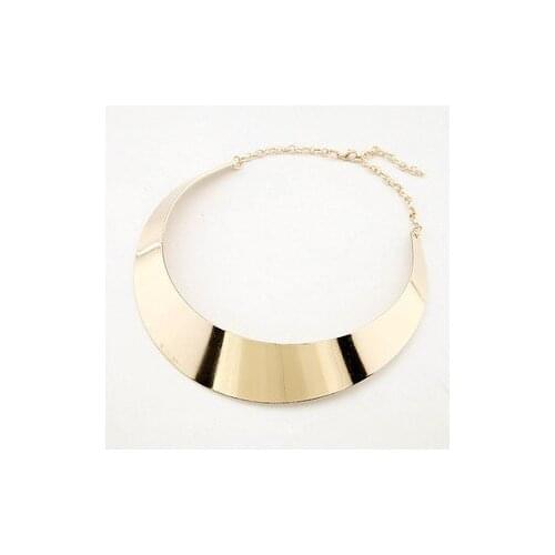 Jewelry WholesaleRN-059 Exaggerated Fashion Jewelry For Women Punk Jewelry The Firelight Surface Collar Metal Necklace