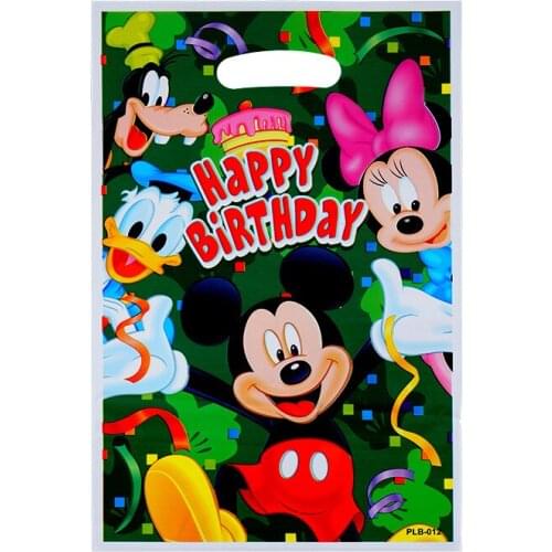 10Pcs Mickey Mouse Minnie Mouse Party Favor Bag Kids Happy Birthday party Disposable Snack Candy Gift Bag Baby shower Favor