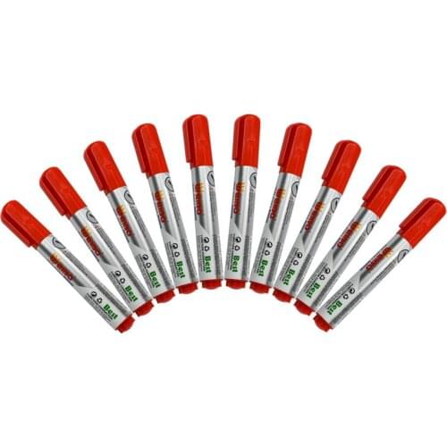 10 pcs/set Smooth writing waterproof red Mark pen Office Stationery Marker Pen Big Oil Multi Function Mark Pen school supplies
