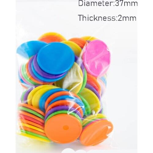 100Pcs 37mm PS Plastic Poker Chips Bingo Markers Token Fun Family Club Board Games for Children Teaching Mus 9 Colours