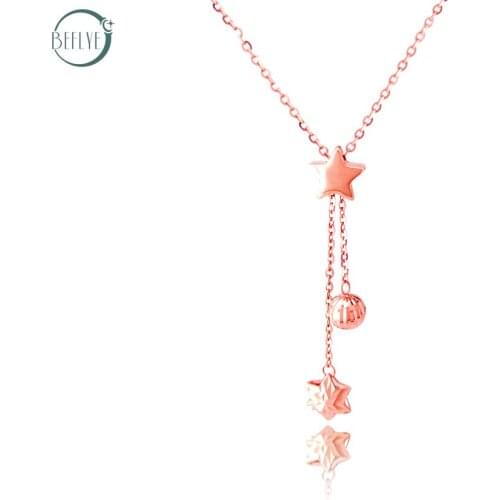 18K Rose Pentagram transfer tassel set chain au750 pure gold necklace + pendant 2019 classic fashion new