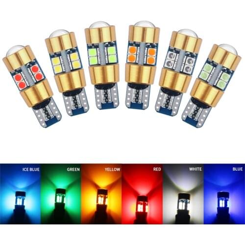 2PCS T10 W5W LED Bulb 194 3030 19 SMD Canbus No Error Auto Wedge Side Interior Lights 6000k Super Bright White Yellow Red 12V