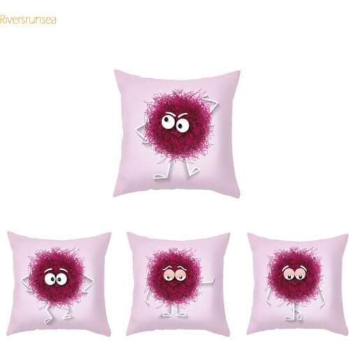 2018 New Design Cute Hairball Decorative Cushion Covers Lovely Funny Big Eyes Soft Plush Throw Pillow Case For Kids Room Decor