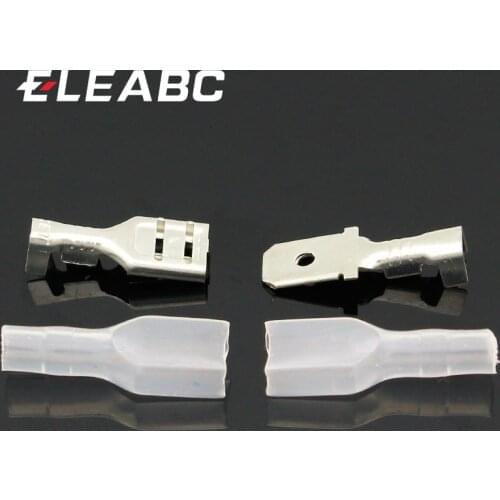 6.3mm 100 sets BRASS Crimp Terminal 100pcs Female Spade Connector + 100pcs Male Spade Connector+ 200pcs Case