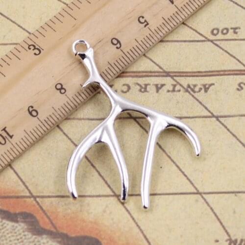 8pcs Charms Buckhorn Antler Deer 51x40mm Tibetan Bronze Silver Color Pendants Crafts Making Finding Handmade Antique DIY Jewelry