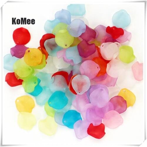 Acrylic Frosted Flower Petals Beads Wholesale 200pcs/lot 15mm Round Jewelry DIY Accessories Findings Spacer Beads Random Mix