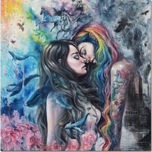 5D Diy Diamond Painting Abstract Art Flower Lesbian Tattoo Cross Stitch Kit Embroidery Full Square Round Drill Mosaic S8