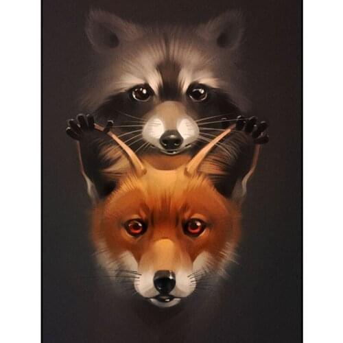 5D DIY Diamond Painting Animal Diamond Embroidery wolf Raccoon Full Square Drill Mosaic Cross Stitch Decoration Home LG2582