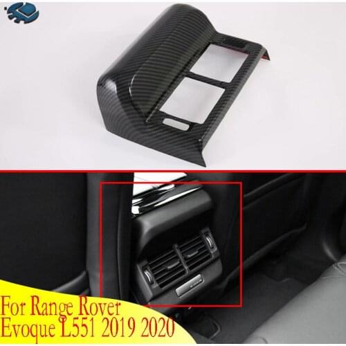 For Range Rover Evoque L551 2019 2020 Car Accessories Carbon Fiber Style Plated Armrest Box Rear Air Vent Frame Trim Cover