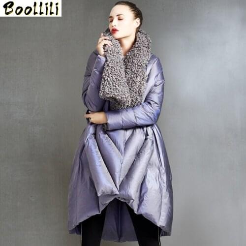 Boollili Winter Coat Women White Duck Down Jacket Women Down Coat Korean Big Fur Collar Wool Puffer Jacket Warm Parka