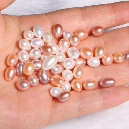 Natural Freshwater Pearl Bead Rice Shape Half Hole Loose Beads For jewelry making DIY necklace earring bracelet accessories