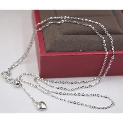 Real 18K Rose Yellow White Gold Chain Lucky O Rolo Womans Necklace / 17.7 INCH Adjustable New 2.3-2.6g 1.4mm