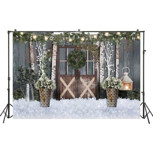 HUAYI Photography Backdrops Christmas Photo Background Christmas Holiday Doors Family Party Studio Photobooth BackdropW-3424