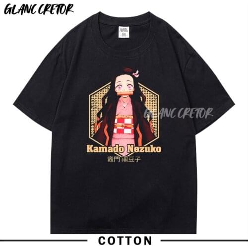 Harajuku Kimetsu no Yaiba Anime Leisure T-Shirt Japanese Anime Streetwear Men Tshirt Unisex Cool Cotton Black Oversized T Shirt