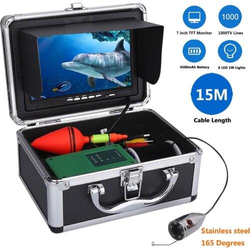 GAMWATER 15M 20M 330M 50M 1000tvl Underwater Fishing Video Camera Kit 6 PCS LED Lights with 7" Inch Color Monitor