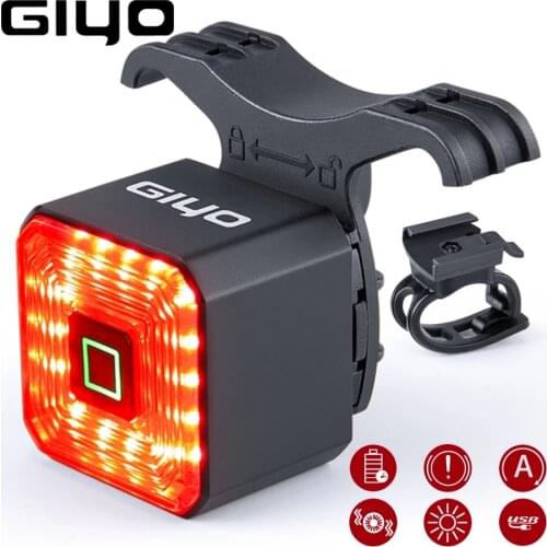 GIYO Smart Bicycle Light Rear Taillight Bike Accessories Auto On/Off USB Rechargeable Stop Signal Brake Lamp LED Safety Lantern