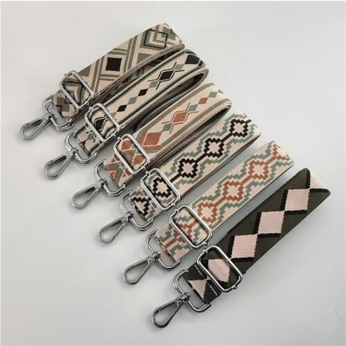 Cotton Webbing Bag Straps Fashion Adjustable Bag Handles Women Shoulder Bags Replaceable Belt Geometric Pattern Bag Accessories