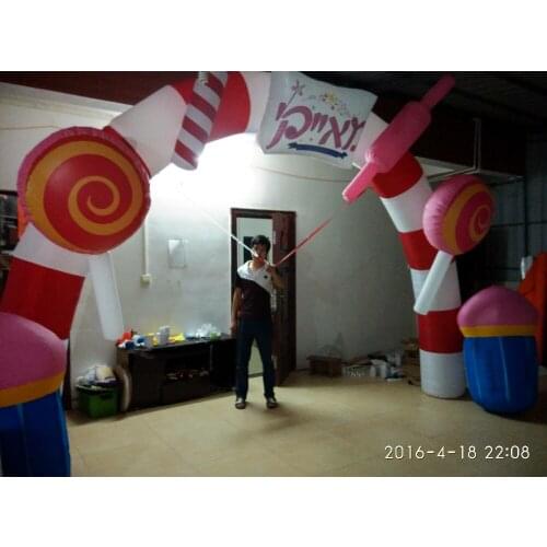 Perfect designed inflatable candy arch with sugar-loaf and mushroom and other Christmas items for decoration