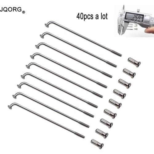 JQORG Electric Bicycle Spokes 12G Diameter 2.6mm Electric Bike Wheel Spokes 304 Stainless Steel Sliver Spokes Length 152mm-196mm