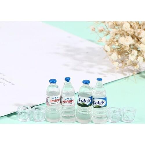 4pcs/set 1:12 Mini Simulation Mineral Water Bottle Resin Model Doll House Miniature Kids Gift Toys Home Decoration Accessories