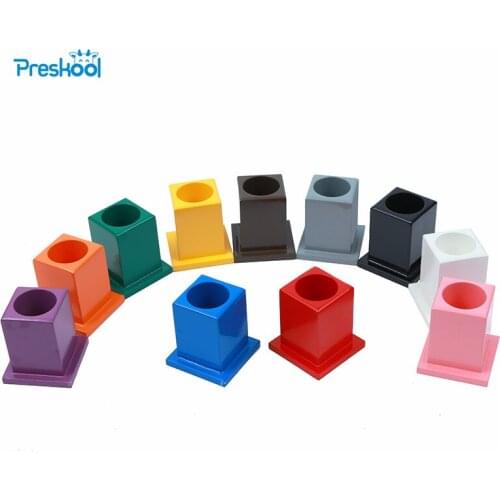 Baby Toy Montessori Set of 11 Colored Pencil Holders Wood Early Childhood Preschool Kids Brinquedos Juguetes