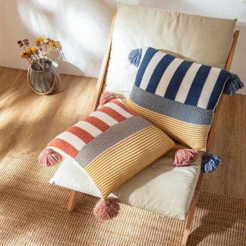 Knitted striped throw pillow covers 45x45cm photography props bedroom Sofa decoration cushion cover farmhouse boho pillow cover