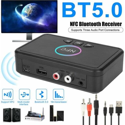 NFC 5.0 Bluetooth Receiver A2DP AUX 3.5mm RCA Jack USB Smart Playback Stereo Audio Wireless Adapter For Car Kit Speaker