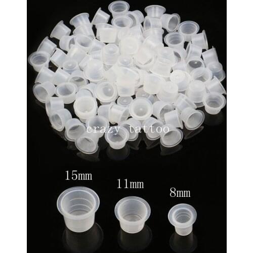 300pcs Plastic Tattoo Ink Cups Mixed Sizes #8mm Small #11mm Medium #15mm Large Tattoo Ink Pigment Cups Caps Tattoo Supply