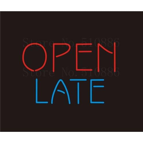 Custom NEON Sign Board Open Late Glass Tube Beer Bar Club Pub Party Display Store Shop Light Signboard Signage Signs 17*14"