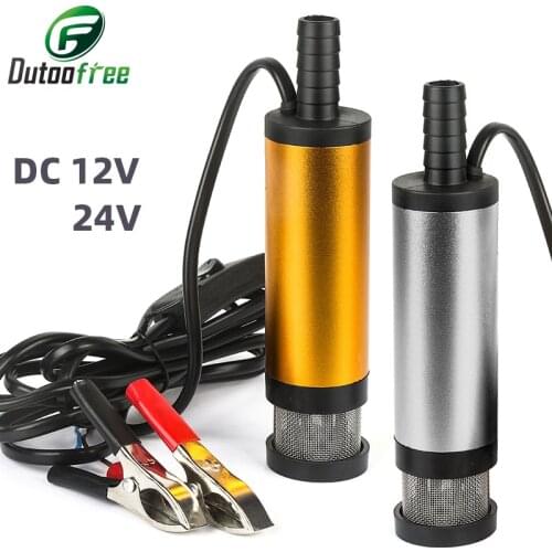 12V 24V DC Portable Mini Electric Submersible Pump Aluminum Alloy Shell for Diesel/Oil/Water/Fuel Transfer With Switch 12L/min