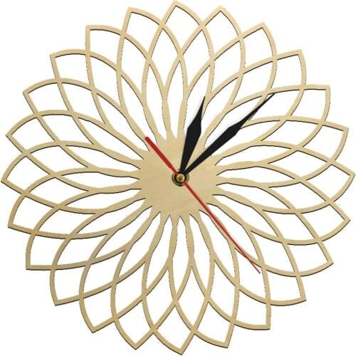 Machine Embroidery Morden Design Wooden Decorative Wall Clock Floral Atmograph Quiet Sweep Quartz Watch duvar saati klok