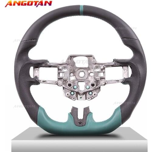 Sports Car Steering Wheel Fit For Mustang15-17 Carbon Fiber Perforated Real Leather Wheel