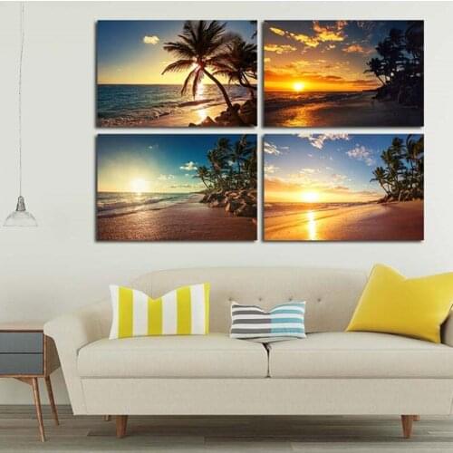 Sunsets Natural Beach Landscape Posters HD Prints Canvas Painting Panorama Scandinavian Wall Art Picture for Living Room Decorat