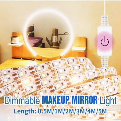 USB Makeup Mirror Lamp Strip 5V LED Cosmetic Light 0.5 1 2 3 4 5M LED Indoor Dressing Table Bulb Dimmable Hollywood Vanity Light