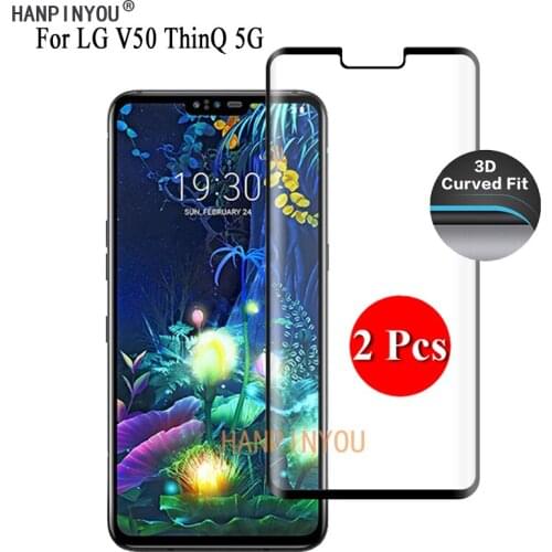 2 Pcs For LG V50 ThinQ 5G 6.4" 9H Ultra Thin 3D Curved Full Cover Screen Protector Tempered Glass Protective Film